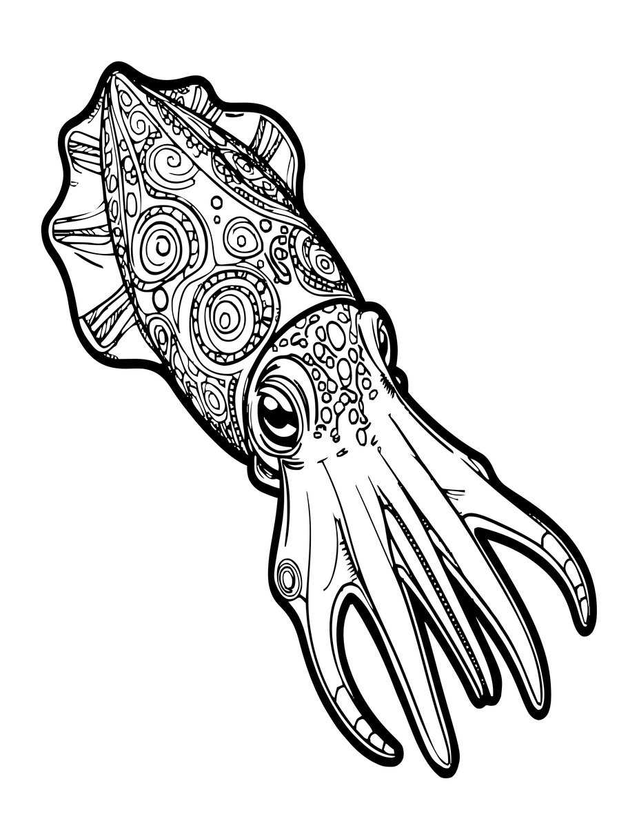 Cuttlefish Mating - free printable coloring page