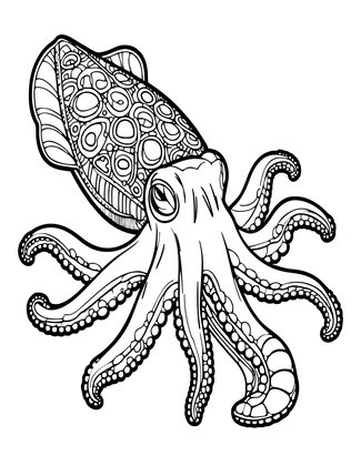 Cuttlefish Feeding - Free printable coloring page