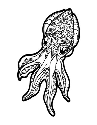 Cuttlefish Silhouette - Free printable coloring page