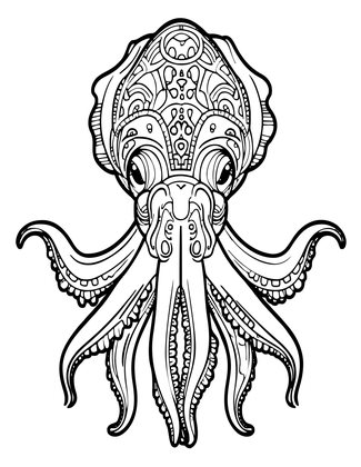 Cuttlefish Portrait - Free printable coloring page