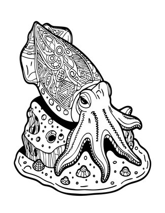 Cuttlefish at Rest - Free printable coloring page