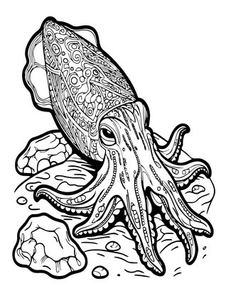 Cuttlefish Camouflage - Free printable coloring page