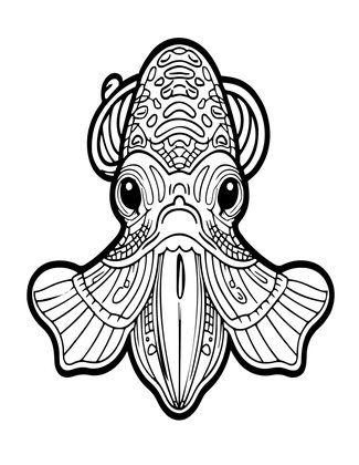 Cuttlefish and Diver - Free printable coloring page