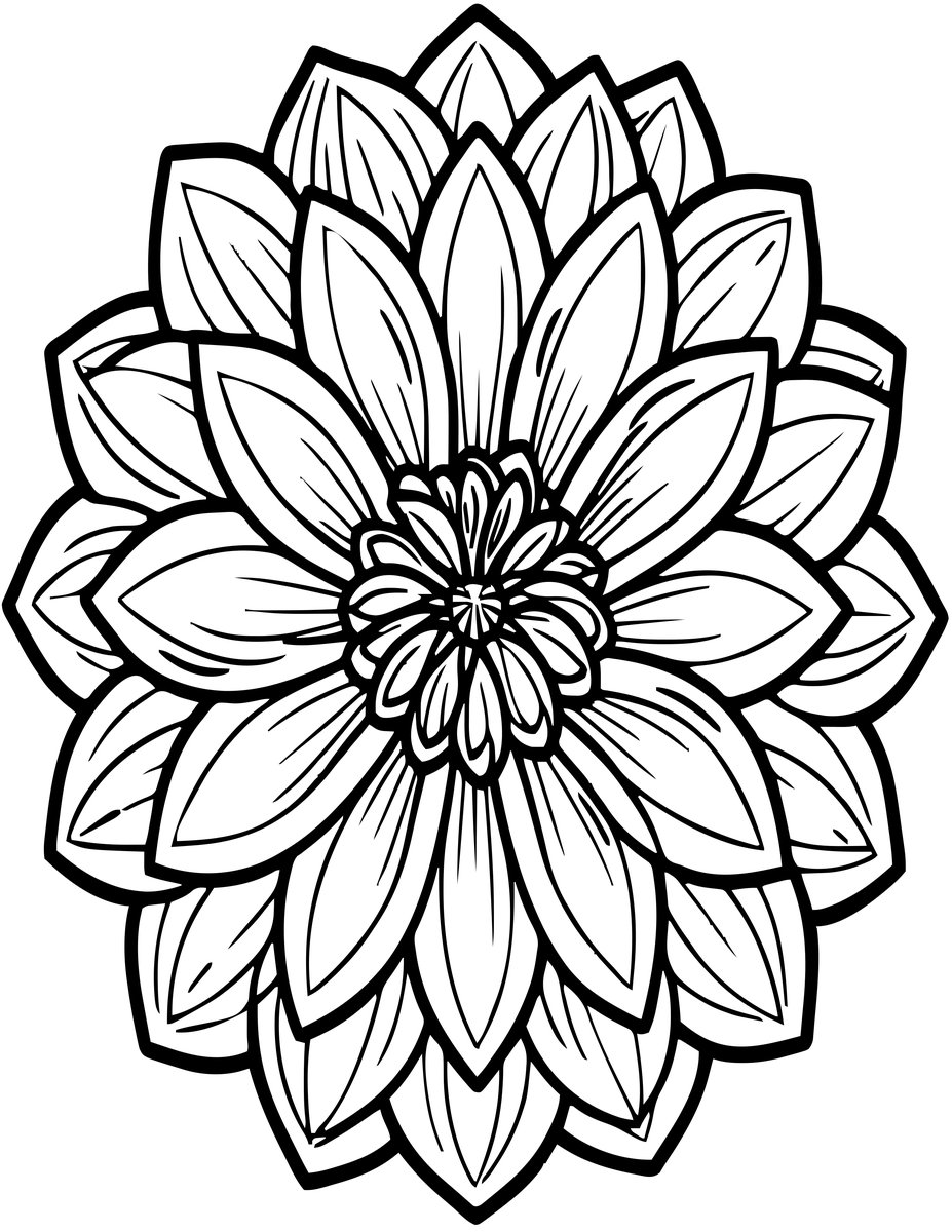 Dinner Plate Dahlia - free printable coloring page