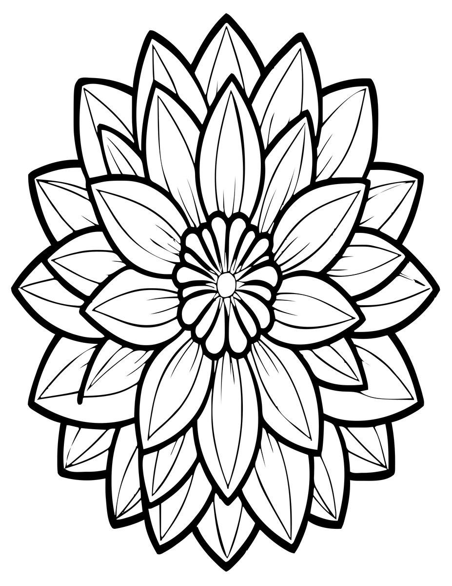 Water Lily Dahlia - free printable coloring page