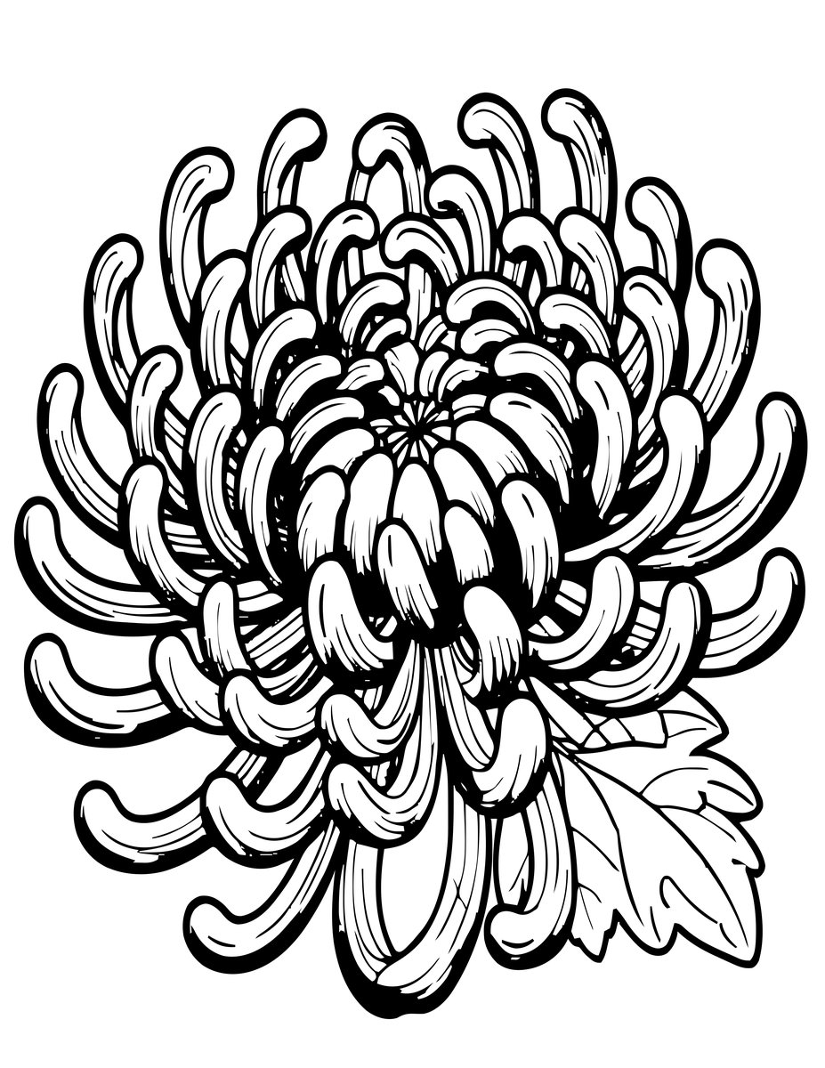 Quill Chrysanthemum - free printable coloring page