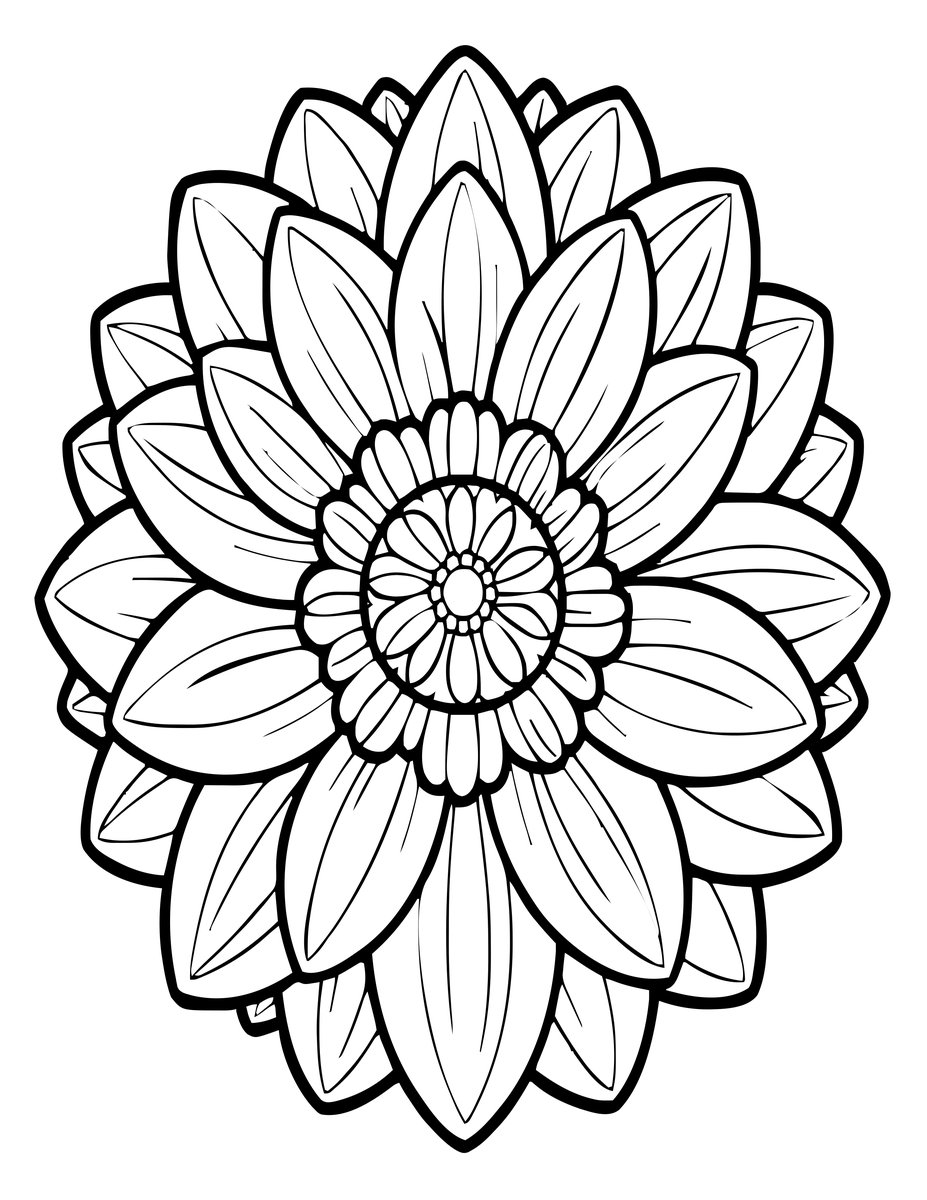 Collarette Dahlia - free printable coloring page