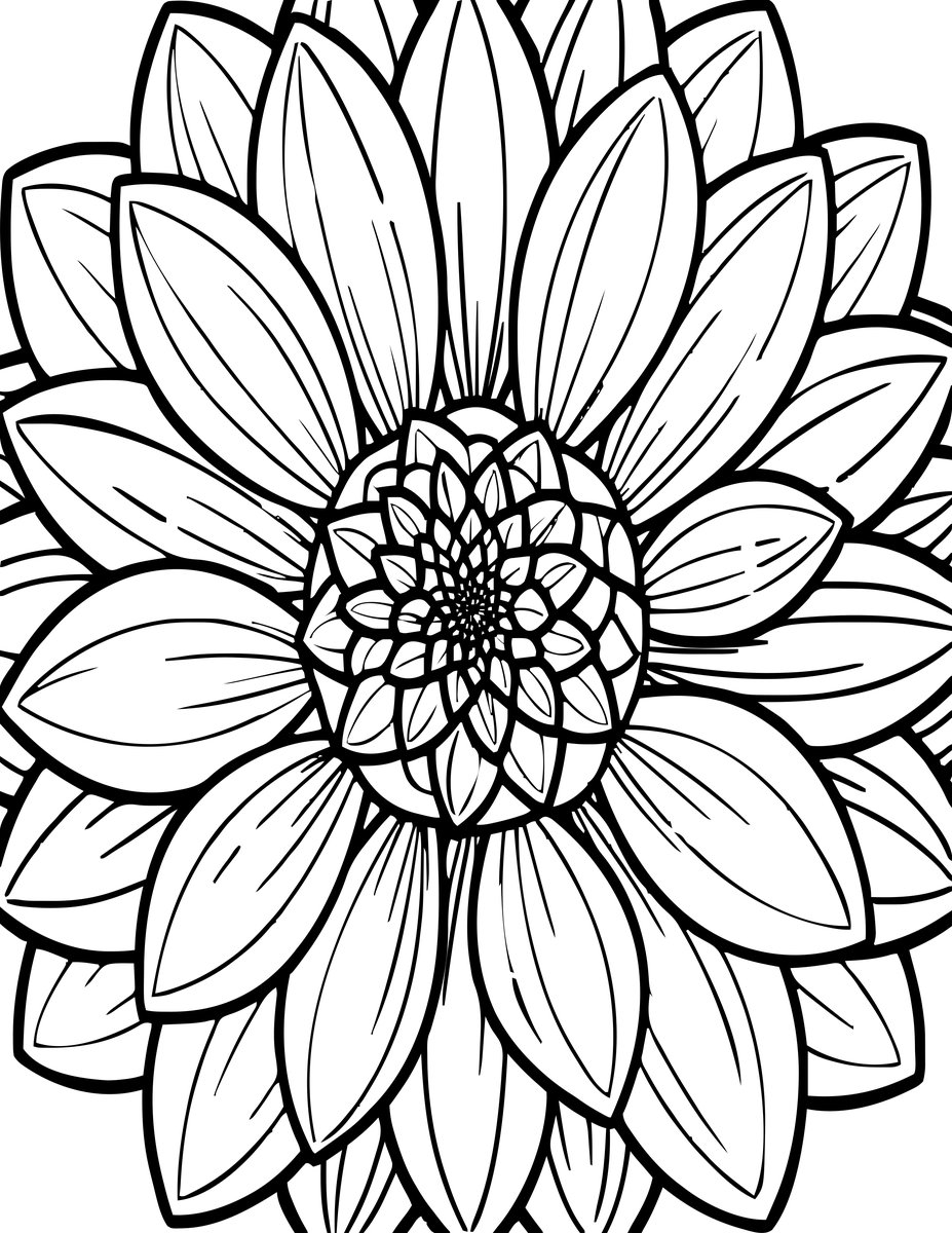 Dahlia Close Center - free printable coloring page