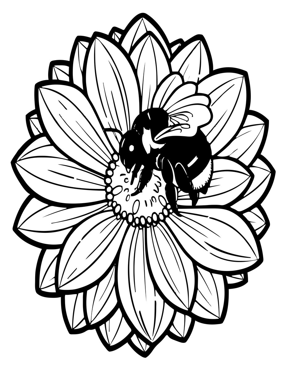 Dahlia and Bee - free printable coloring page
