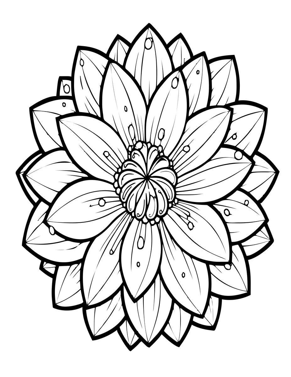 Dahlia in Rain - free printable coloring page