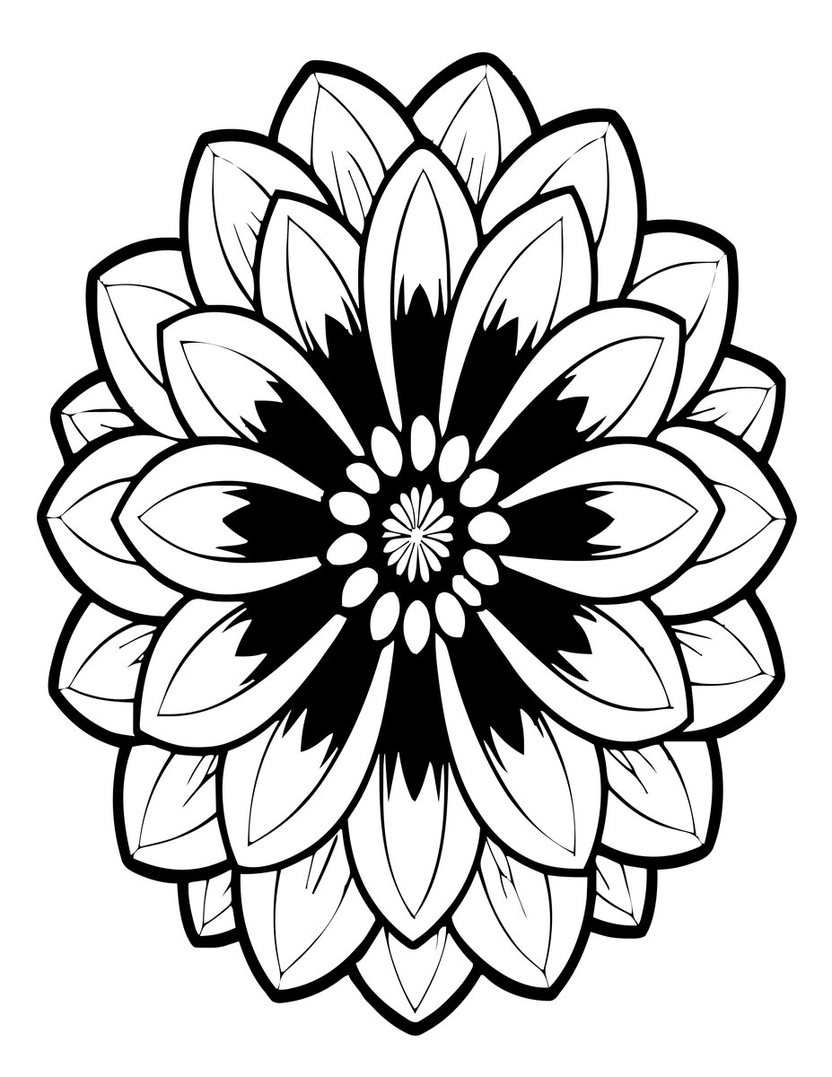 Bi-Color Dahlia - free printable coloring page