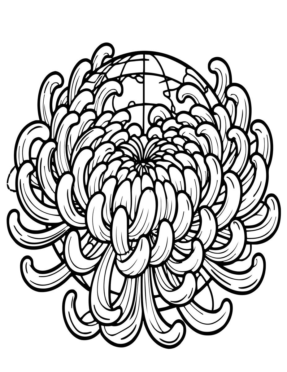 Incurved Chrysanthemum - free printable coloring page