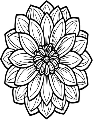 Dinner Plate Dahlia - Free printable coloring page