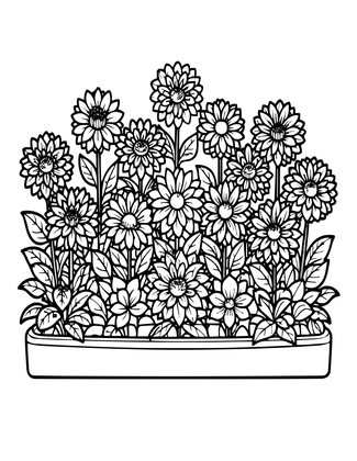 Dahlia Garden Bed - Free printable coloring page