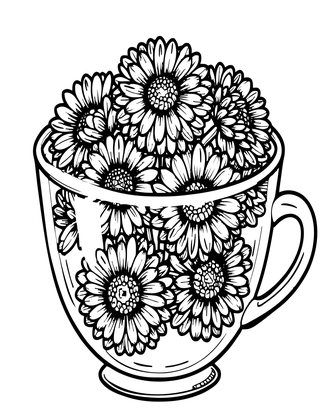 Chrysanthemum Tea - Free printable coloring page