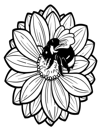 Dahlia and Bee - Free printable coloring page