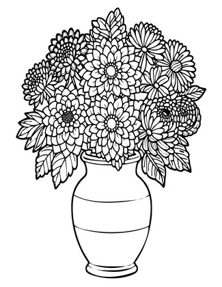 Mixed Autumn Vase - Free printable coloring page