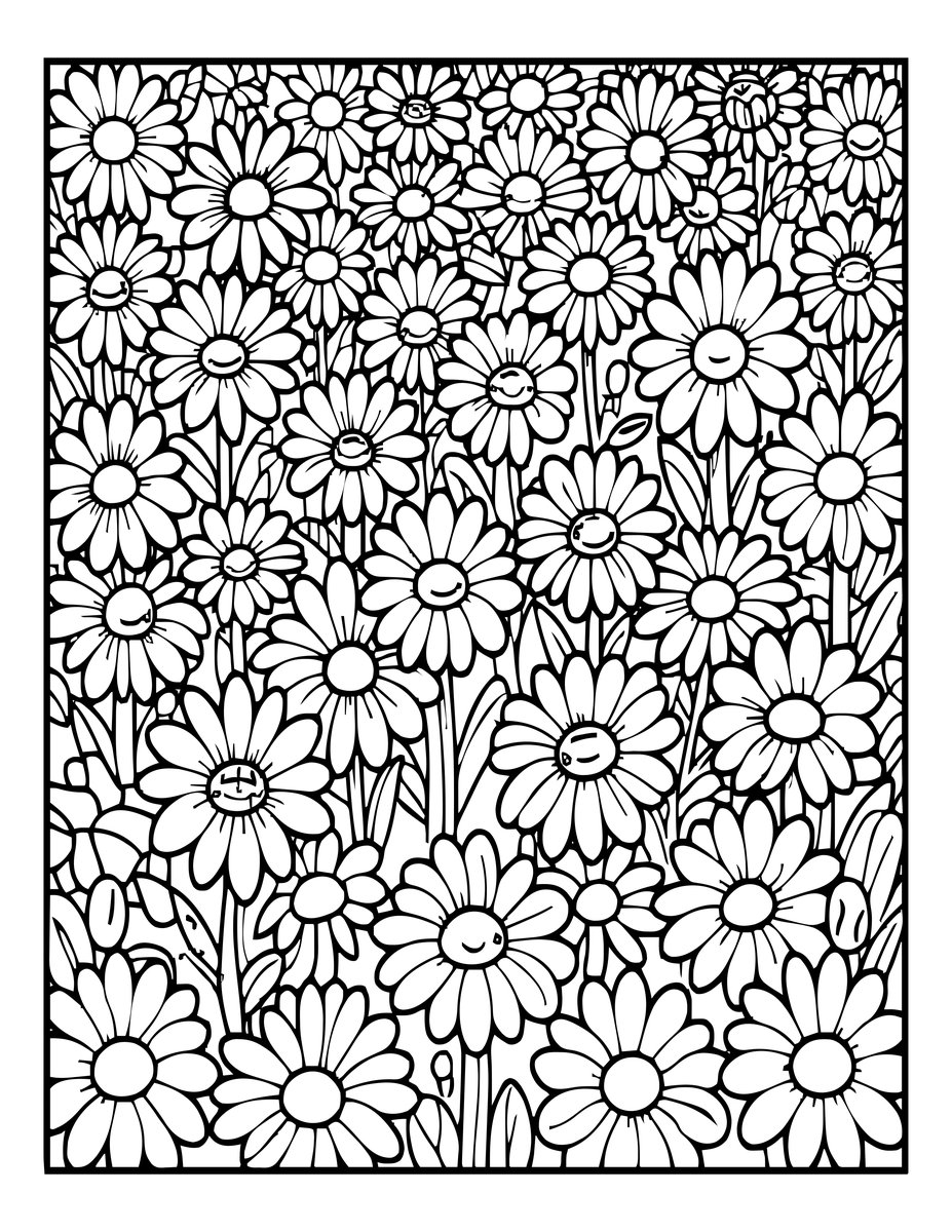 Meadow Daisies - free printable coloring page