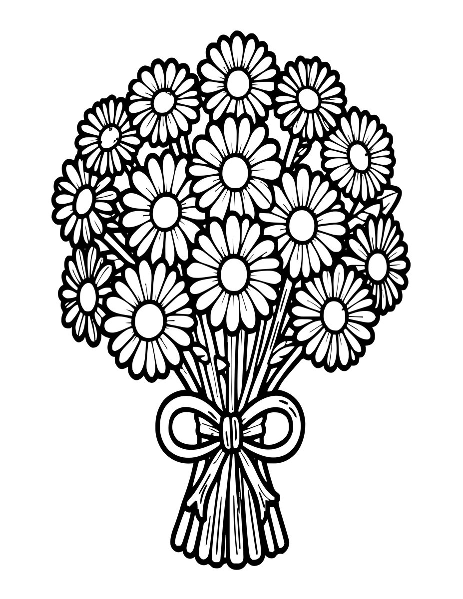 Daisy Bouquet - free printable coloring page