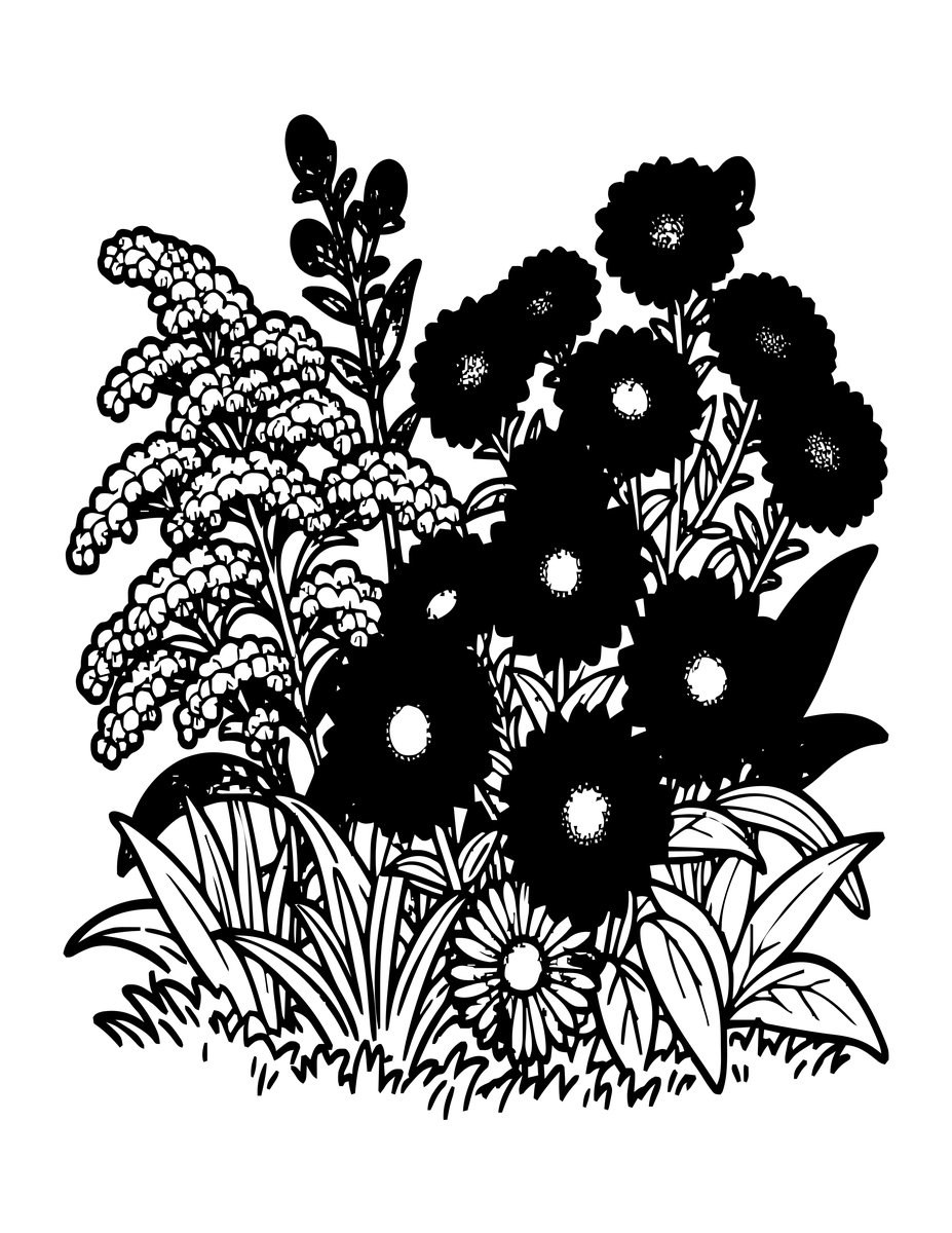 Aster and Goldenrod - free printable coloring page