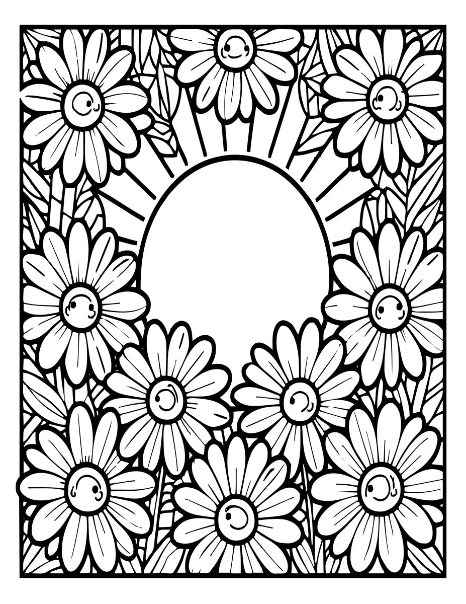 Daisy at Sunrise - free printable coloring page