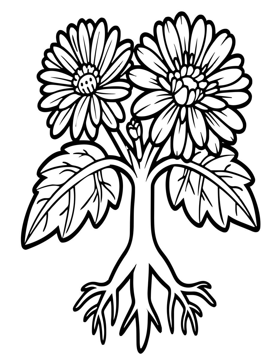 Aster Botanical - free printable coloring page