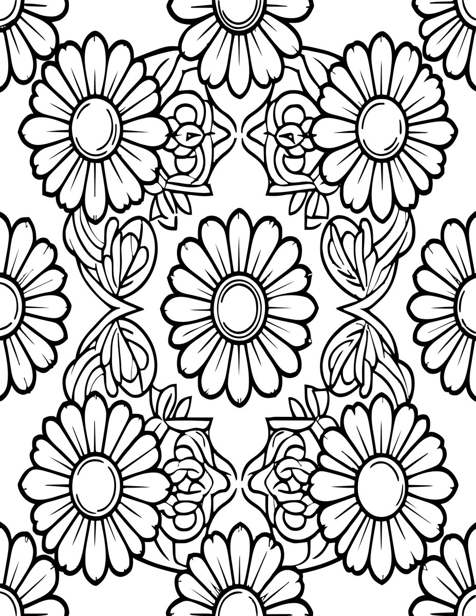 Daisy Pattern - free printable coloring page
