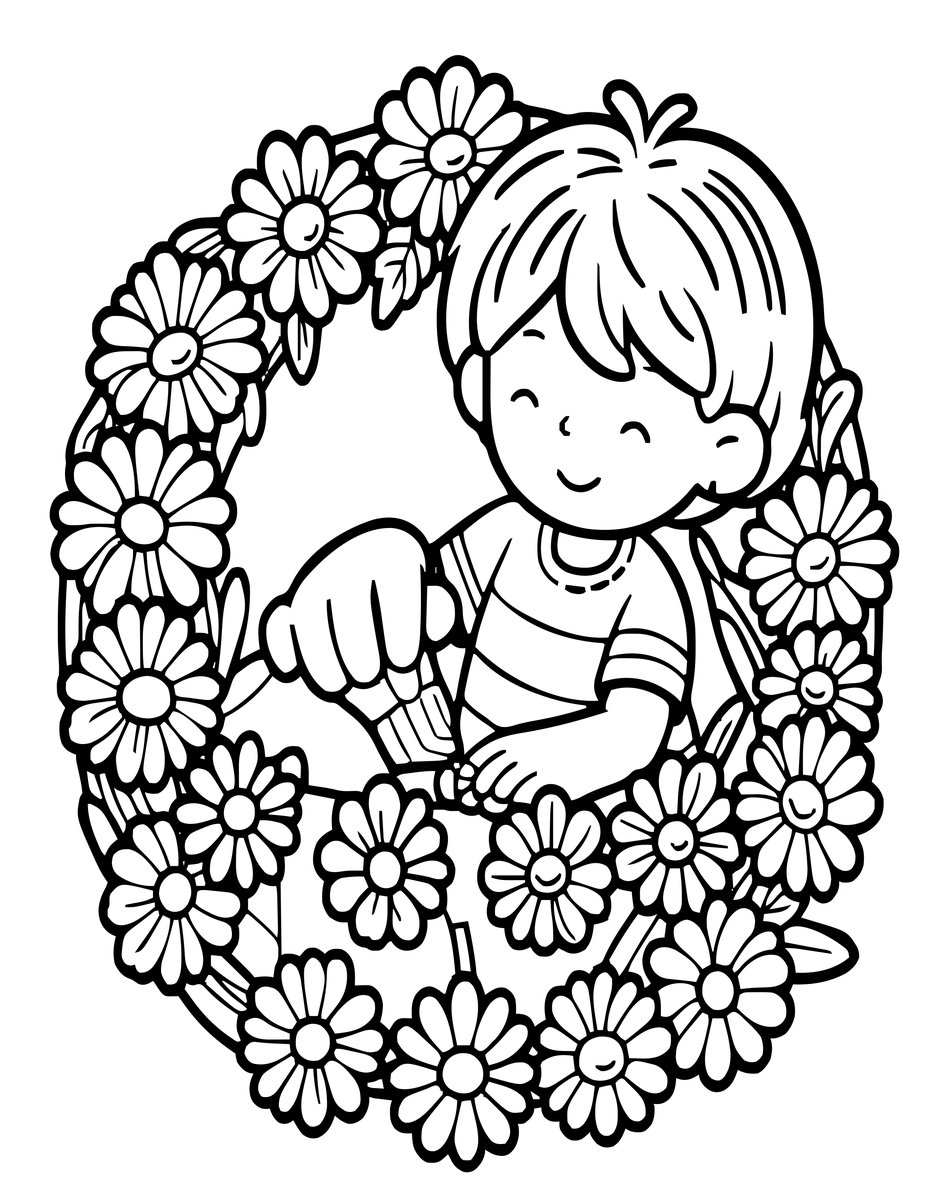 Daisy Chain - free printable coloring page