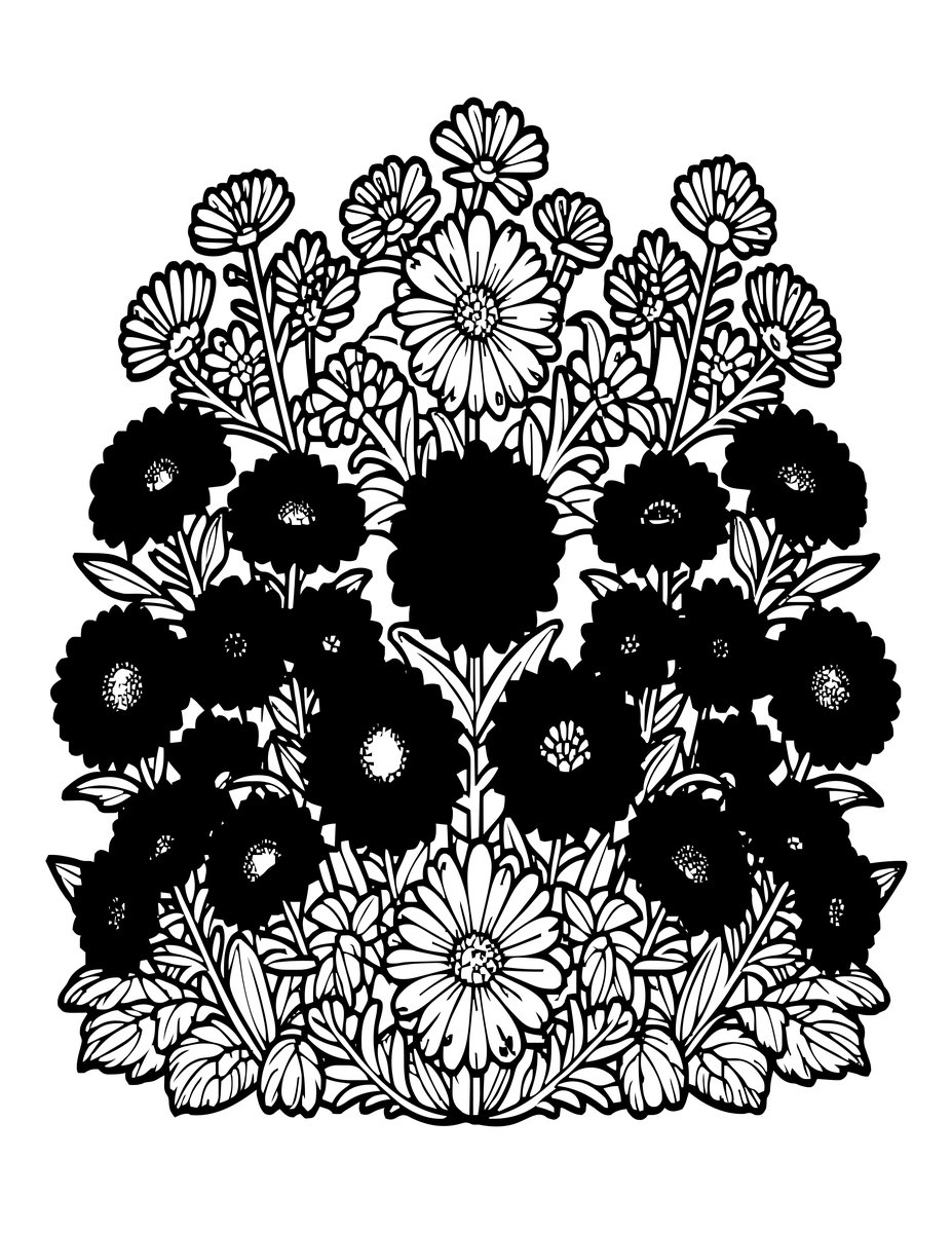 Aster Garden - free printable coloring page