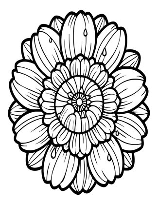 Aster in Rain - Free printable coloring page