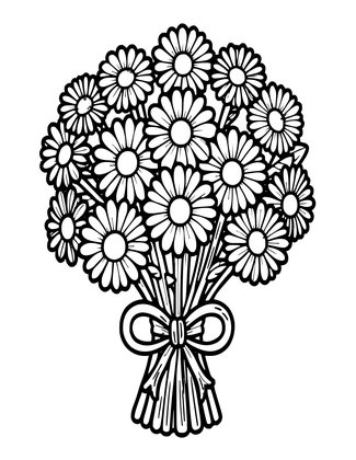 Daisy Bouquet - Free printable coloring page