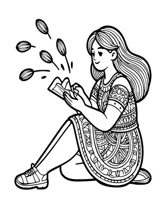 Aster Seed Head - Free printable coloring page