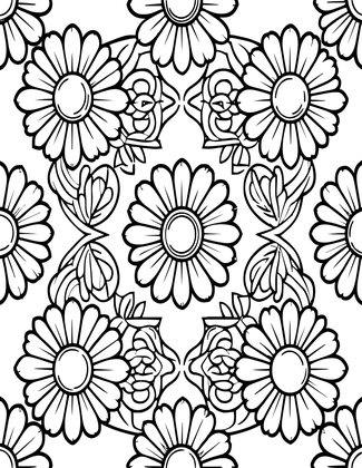 Daisy Pattern - Free printable coloring page