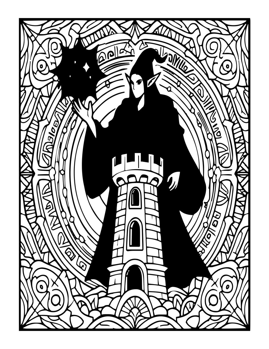 Wizard Casting - free printable coloring page