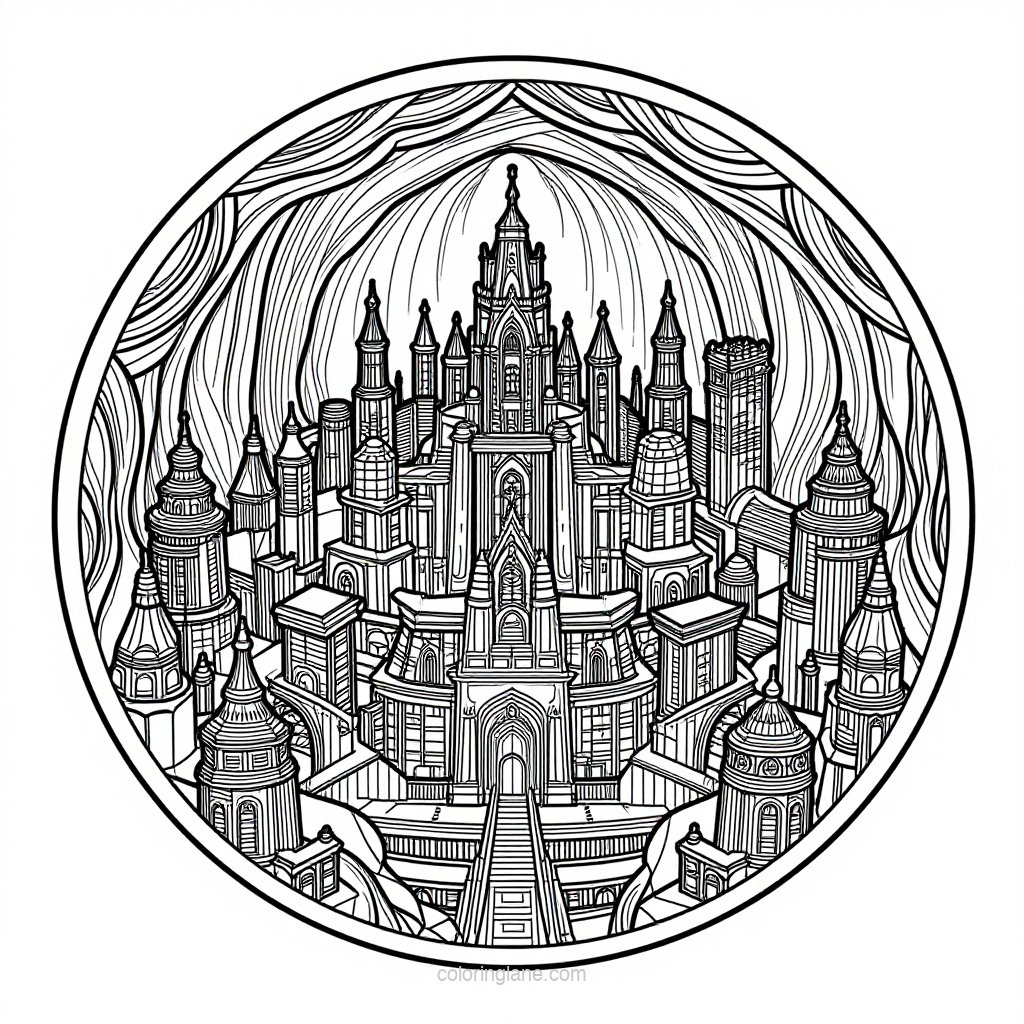 Underground City - free printable coloring page