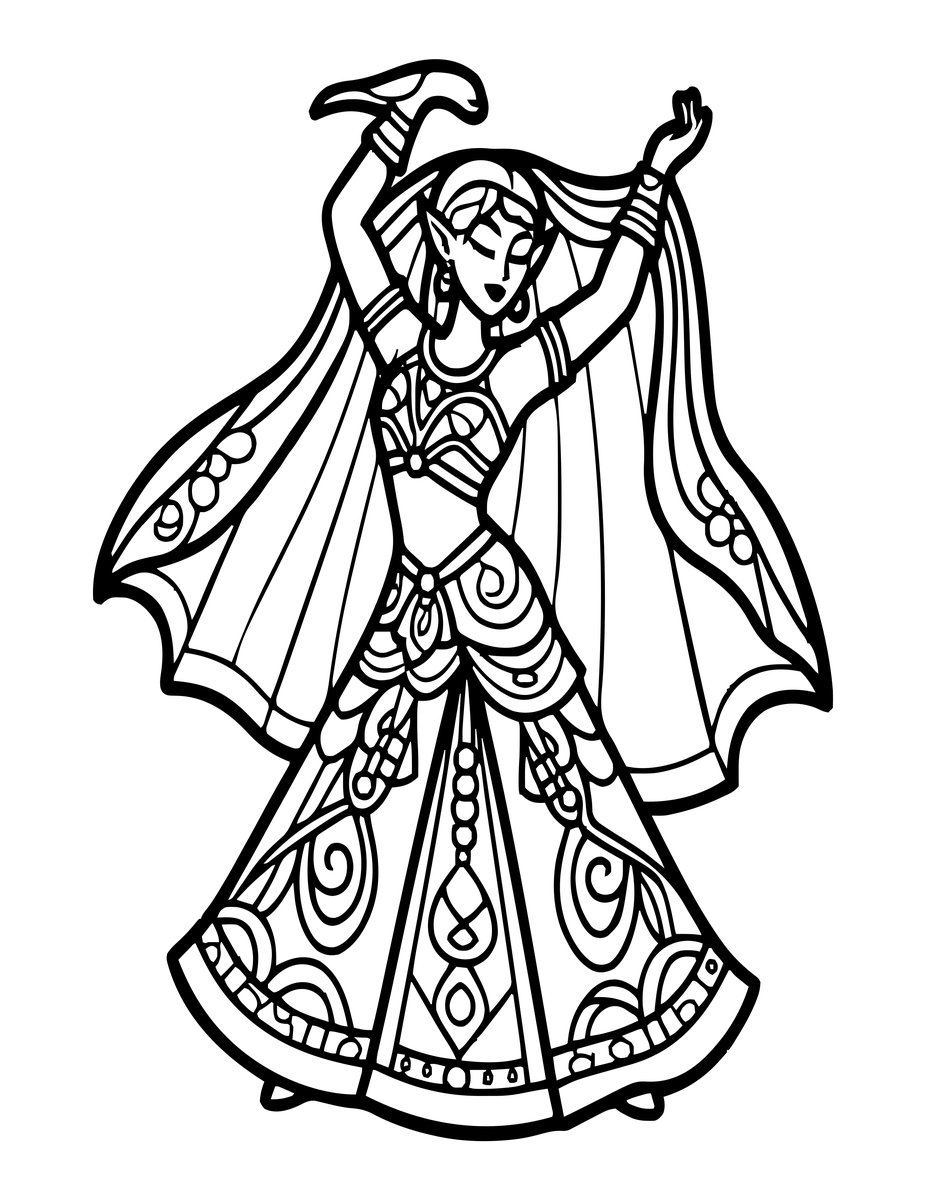 Elegant Dancer - free printable coloring page
