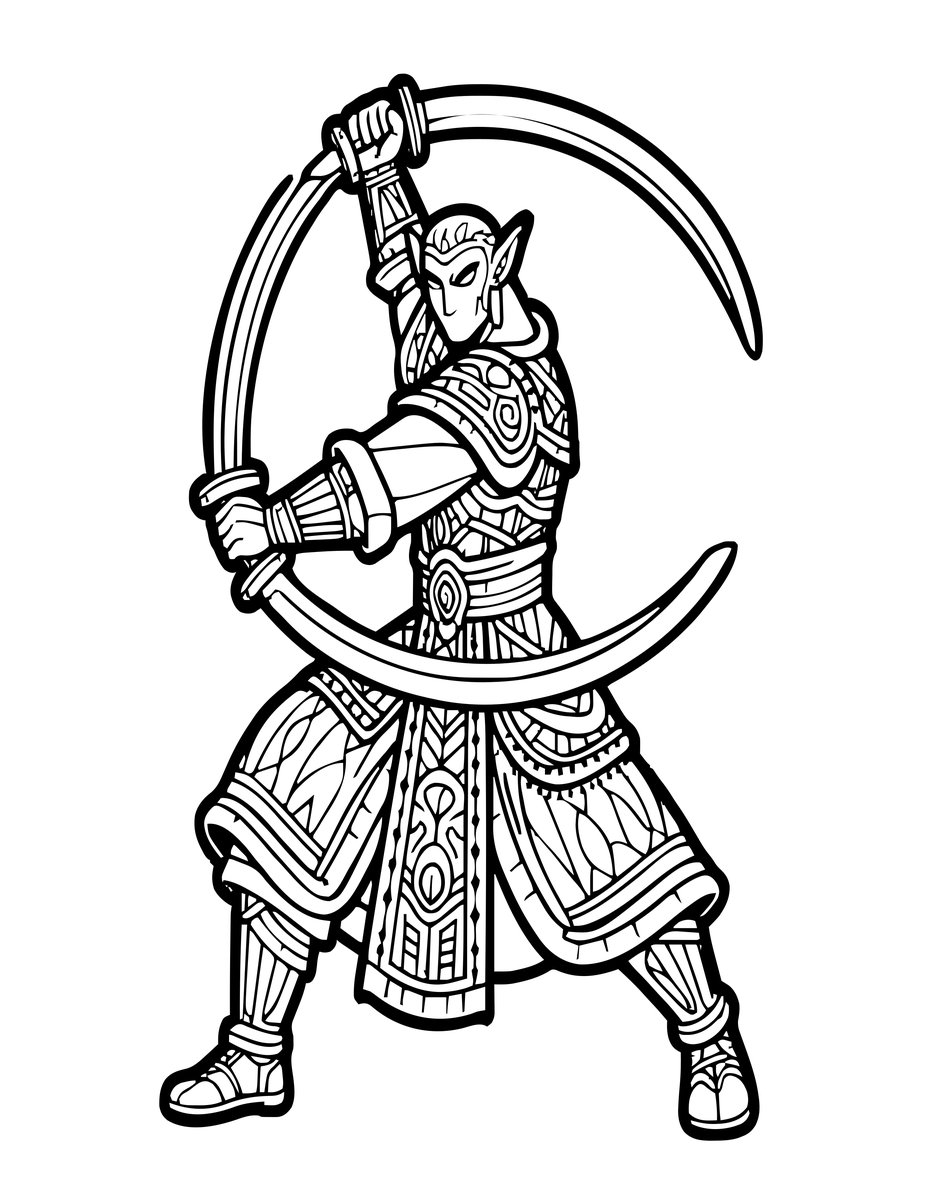 Blade Dance - free printable coloring page