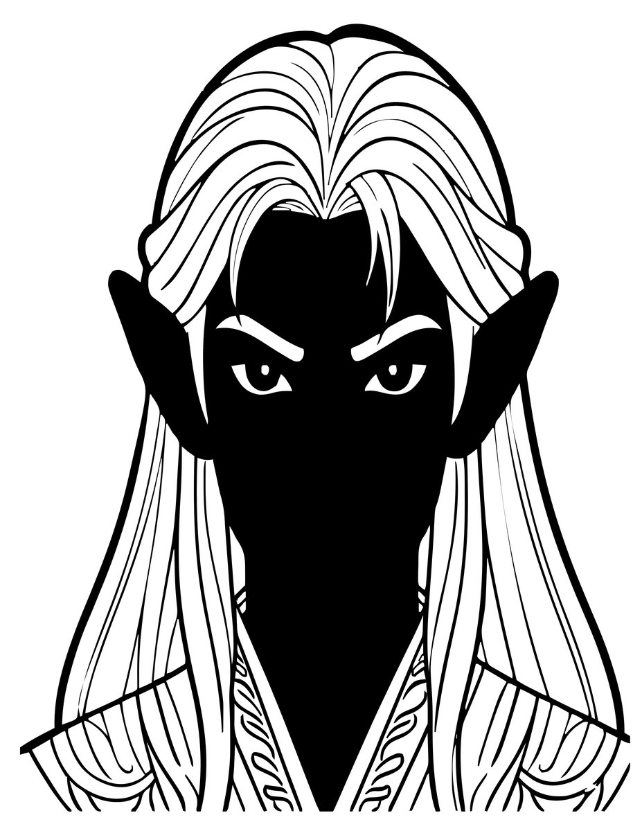 White Hair - free printable coloring page