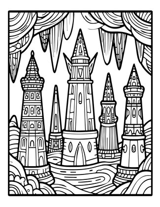Stalactite City - Free printable coloring page