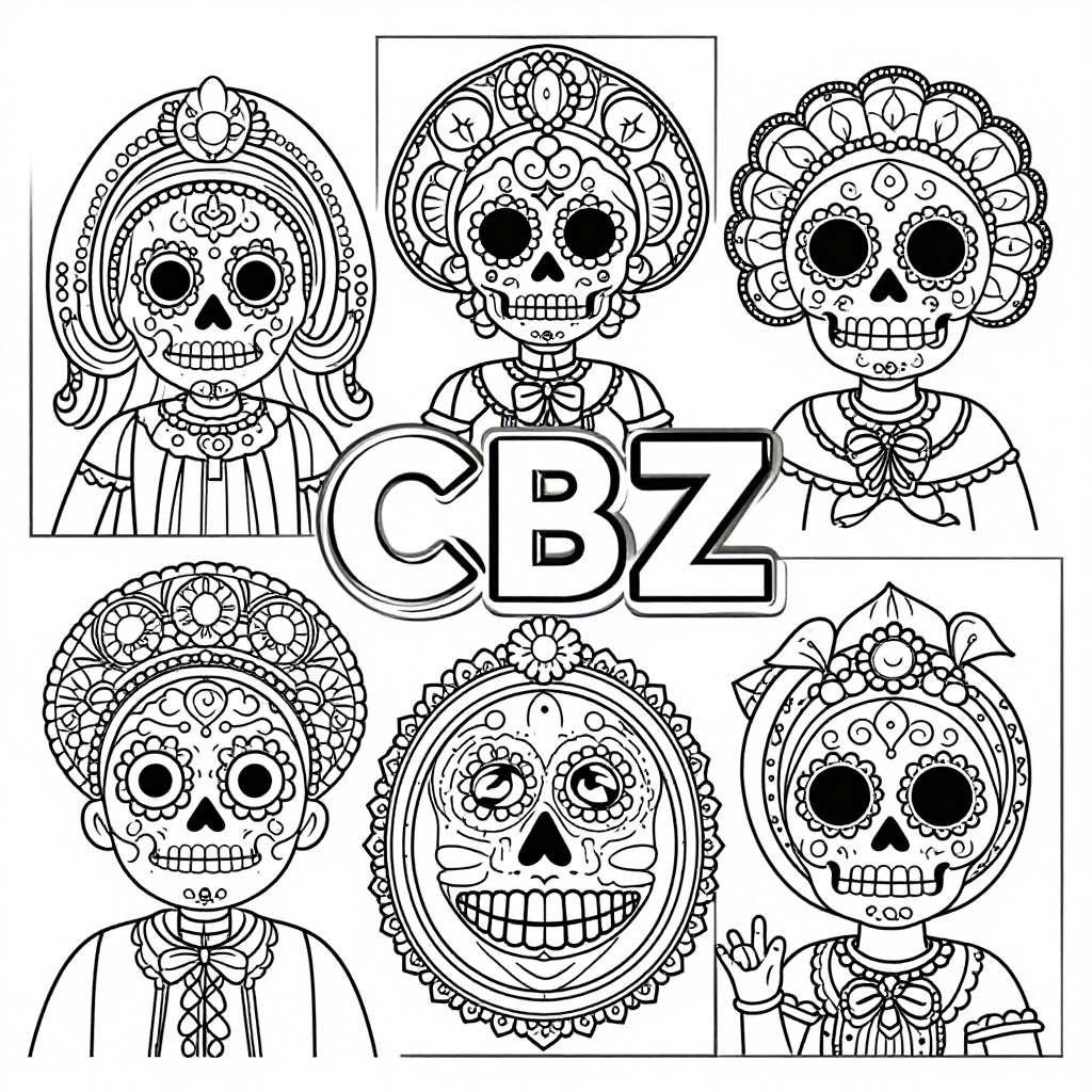 Day Of Dead coloring pages collection - 30 free printable pages