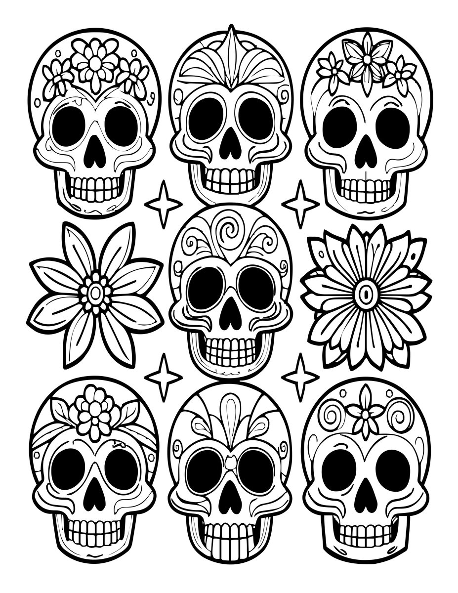 Calavera Pattern - free printable coloring page