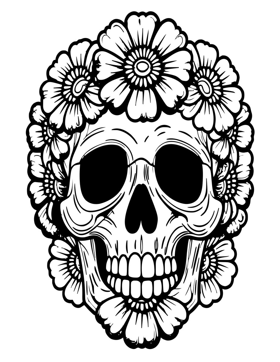 Marigold Skull - free printable coloring page