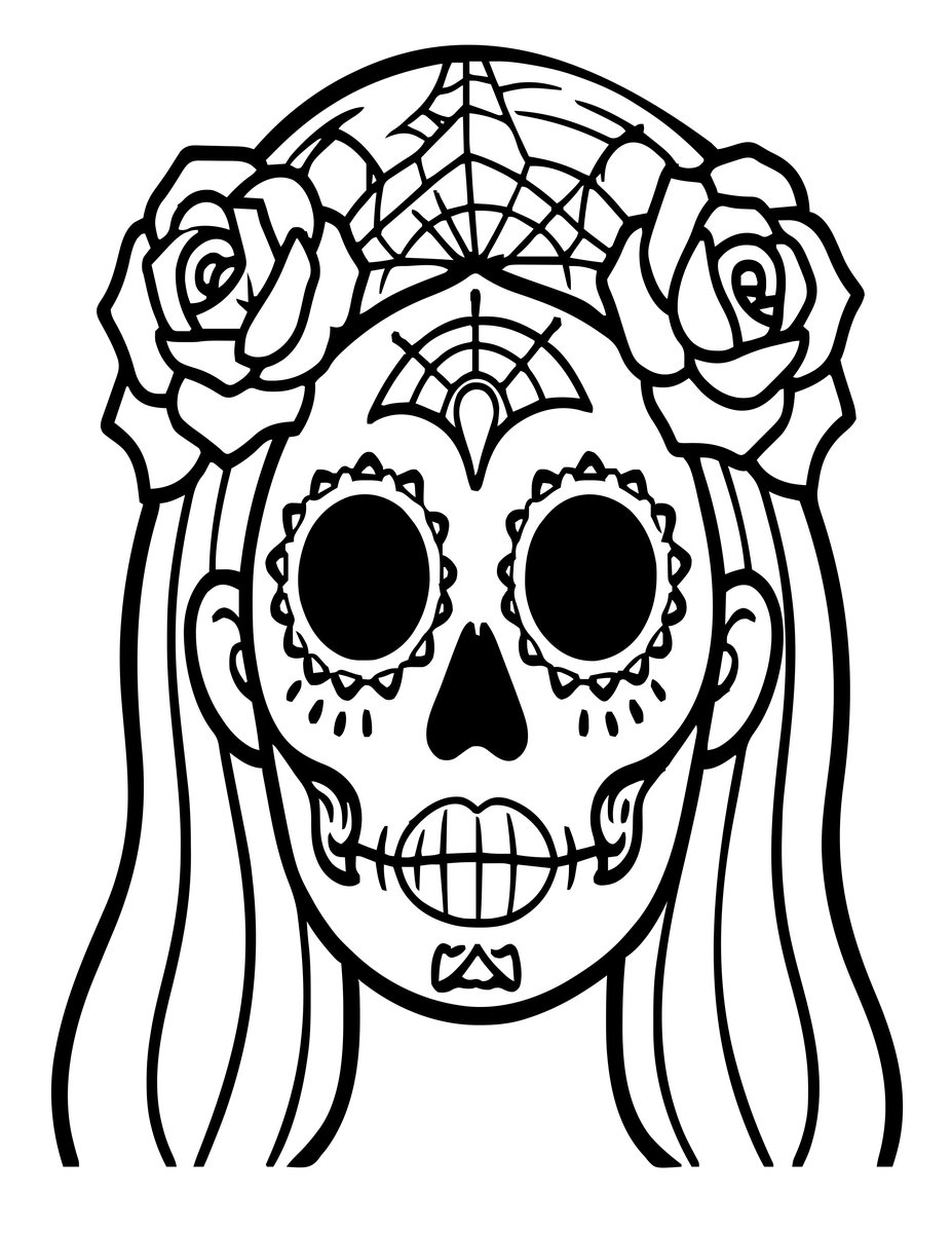 Calavera Face - free printable coloring page