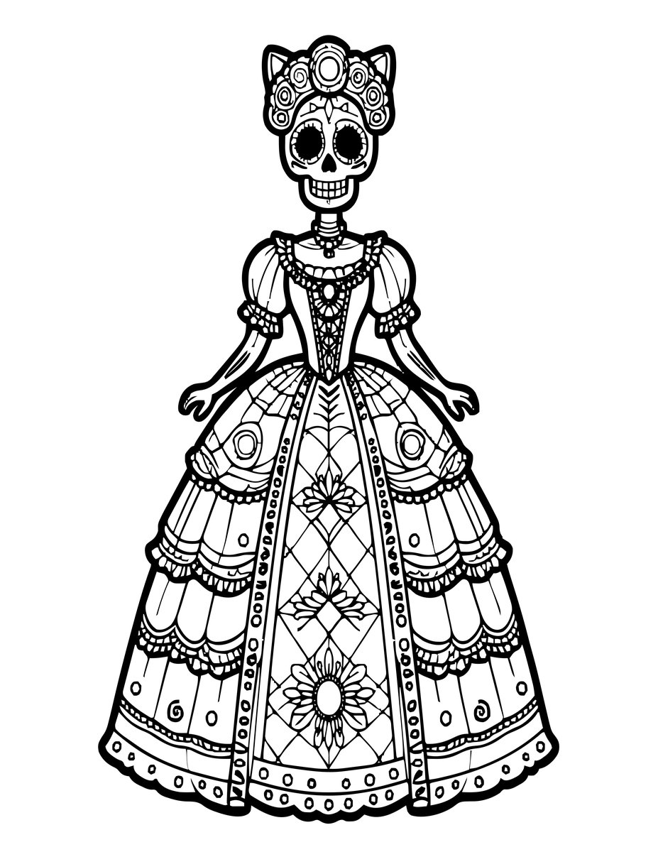 Catrina Full Body - free printable coloring page