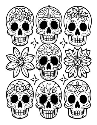 Calavera Pattern - Free printable coloring page