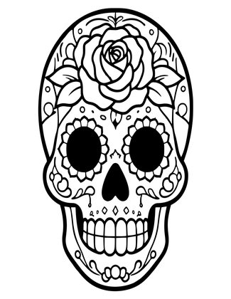Sugar Skull Rose - Free printable coloring page
