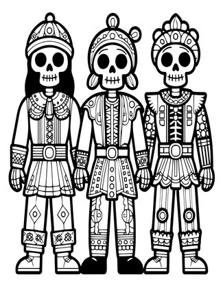 Calaca Figures - Free printable coloring page