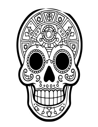 Aztec Calendar Skull - Free printable coloring page