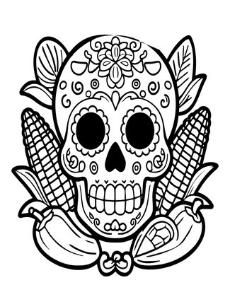 Harvest Skull - Free printable coloring page