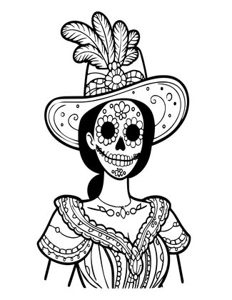 Catrina Portrait - Free printable coloring page